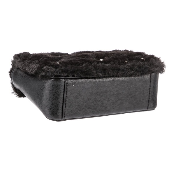 NWT Kate Spade Black Faux Fur Handle Crossbody Bag w/ Crystal Embellishments - Picture 5 of 16